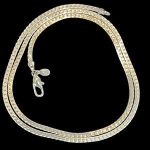 Vintage RINC LIND Silver Plated Herringbone Chain Necklace 21” Length Classic